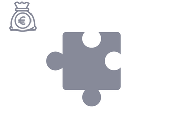 Dunkelgraues Puzzleteil mit Icon Investition