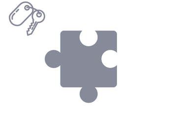 Dunkelgraues Puzzleteil mit Icon Schlüssel